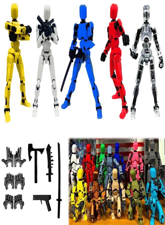 (Assembly Completed) Titan13 Action Figure Set,Upgrade Lucky Robot 13 Action Figures,3D Printed Multi-Jointed Movable,Nova 13 Action Figure for Collectors Desktop Decorations (Assembly completed-5pcs)